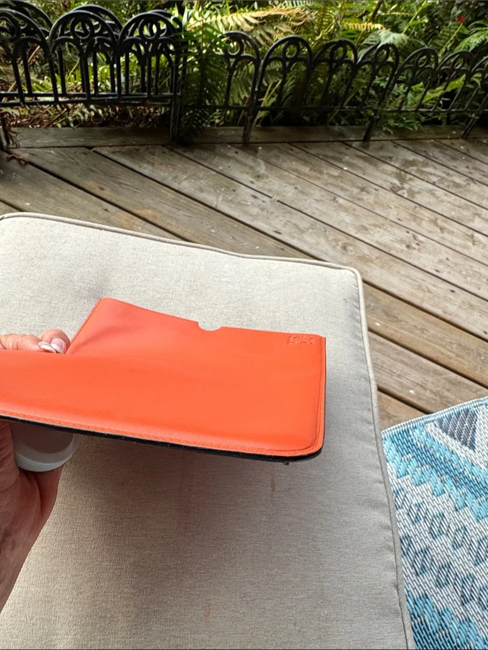 Loewe Red-Orange Leather Tablet Sleeve with Embossed Logo